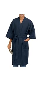 Harbor Bay by DXL Big and Tall Waffle-Knit Kimono Robe