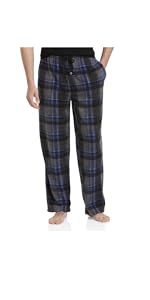 Harbor Bay by DXL Big and Tall Windowpane Check Fleece Lounge Pants, Charcoal