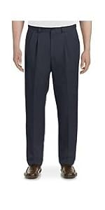 Oak Hill by DXL Big and Tall Waist-Relaxer Pleated Microfiber Pants