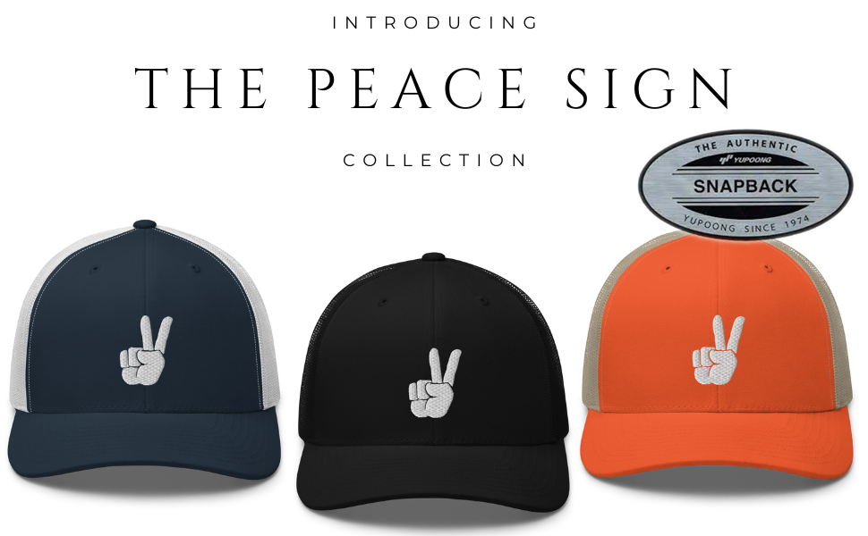 RIVEMUG Introducing The Peace Hand Sign Trucker Hat v1