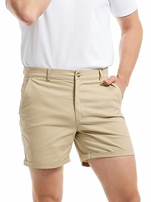  AIMPACT Mens Chino Shorts Slim-fit 5.5" Flat Front Stretch Casual Short Shorts New