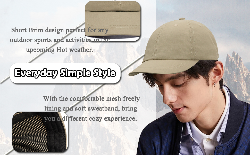 Short Brim Cadet Cap Quick Drying Trucker Hat Baseball Cap Breathable Running Dad Hats Sun Caps