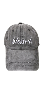  Embroidered Blessed Adjustable Distressed Vintage Jeans Baseball hat 