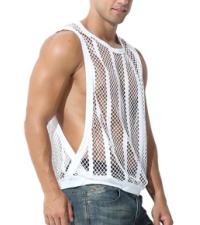 Men''s Fishnet Tank Top Mesh Sheer Undershirt 