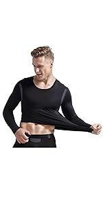 Ouruikia Thermal Underwear Shirts Modal Thermal Tops Sports Thermal Base Layer Tops