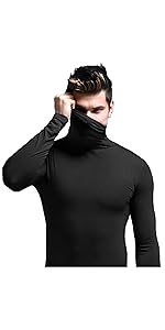 Men&#39;s Lightweight Thermal Shirts Modal Base Layer Turtleneck Long Sleeve Pullover Tops