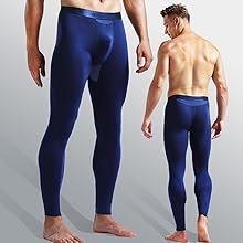 Ouruikia Men''s Thermal Underwear Pants Modal Thermal Bottoms Long Johns Pants Underwear Blue Navy