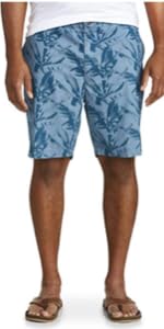 True Nation by DXL Big and Tall Stretch Tropical Leaf Shorts