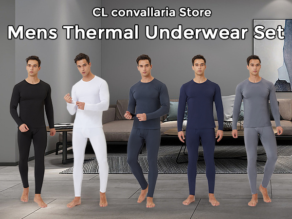 Mens Thermal Underwear Long Johns Set with Fleece Lined