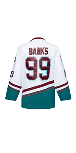 Mighty Ducks jersey Movie Ice Hockey Jersey White S-XXL Adam Banks #99 With Adult Size, 90S Hip Hop