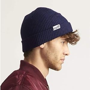 man wearing dark purple Neff Fold Beanie