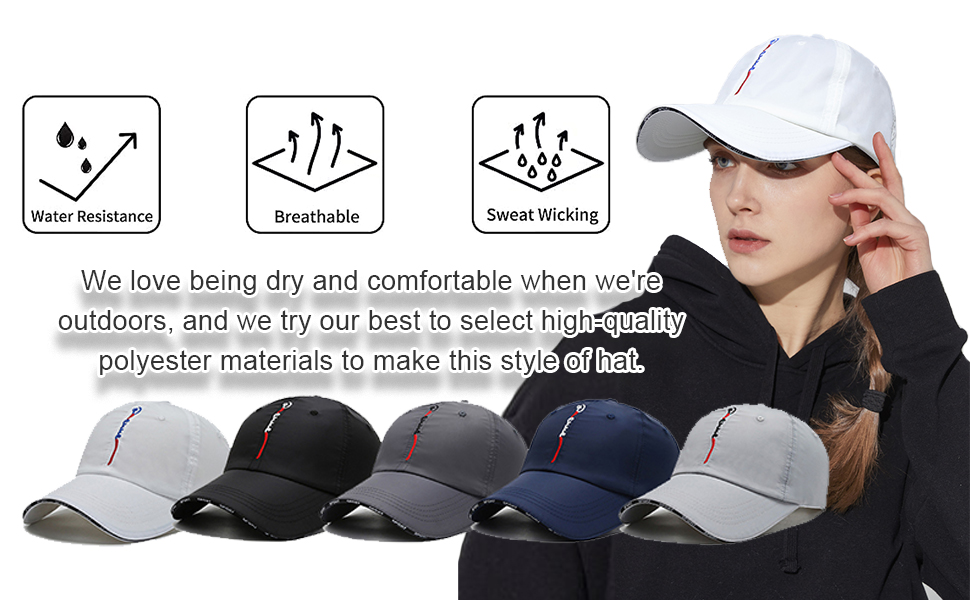 Quick Dry Baseball Cap UV Protection Sun Hat Moisture Wicking Ball Cap Curved Bill Sports Tennis Cap