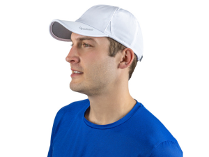 A man wears TrailHeads UV Protection Hat in white.