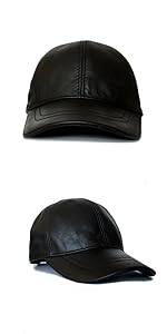 Black Leather Cap Real Leather Hat for Men