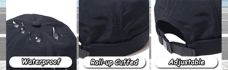 Visor-Less Breathable Snapback Cap Brimless Bucket Hat Adjustable Bill-less Hat Brimless Beanie Cap