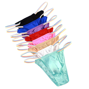 ice silk briefs tanga bikin underwear smooth swimwear swimming briefs thongs candy color panties 