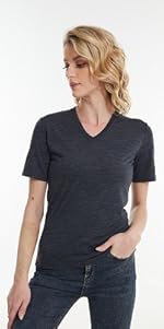 Womens V neck T shirt Charcoal