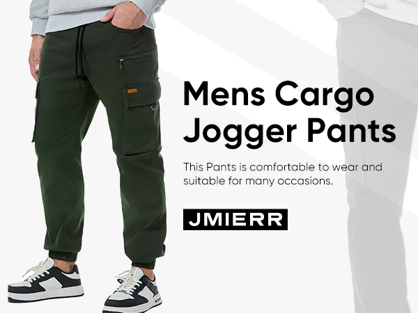 JMIERR Mens Casual Joggers Pants - Cotton Drawstring Chino Cargo Pants 