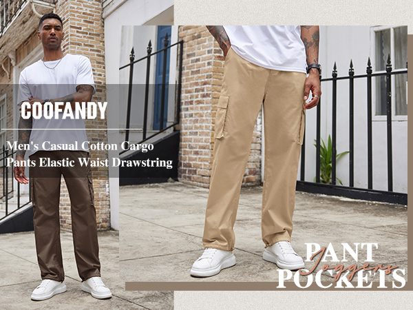 COOFANDY Mens Casual Cargo Pants Elastic Waist Cargo Pants