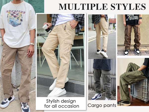 Mens Cargo Pants Casual Joggers Athletic Pants