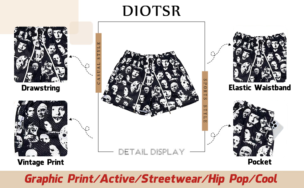 DIOTSR Mens Graphic Print Shorts