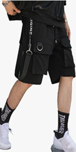 Black Cyberpunk Techwear Cargo Pants Shorts Sweatpants Joggers for Men