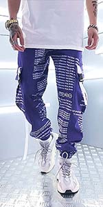 Purple Hip Hop Streetwear Pants Jogger Men''s Tactical Workwear Pants