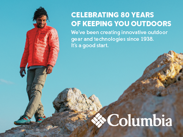 Celebrating 80 years outdoors, since 1938, Columbia Sportswear