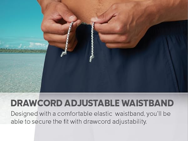 Drawcord Adjustable waist, shorts with elastic waistband