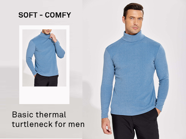 COOFANDY Men Turtleneck T Shirt Long Sleeve Fleece Sweater Classic Dress Pullover