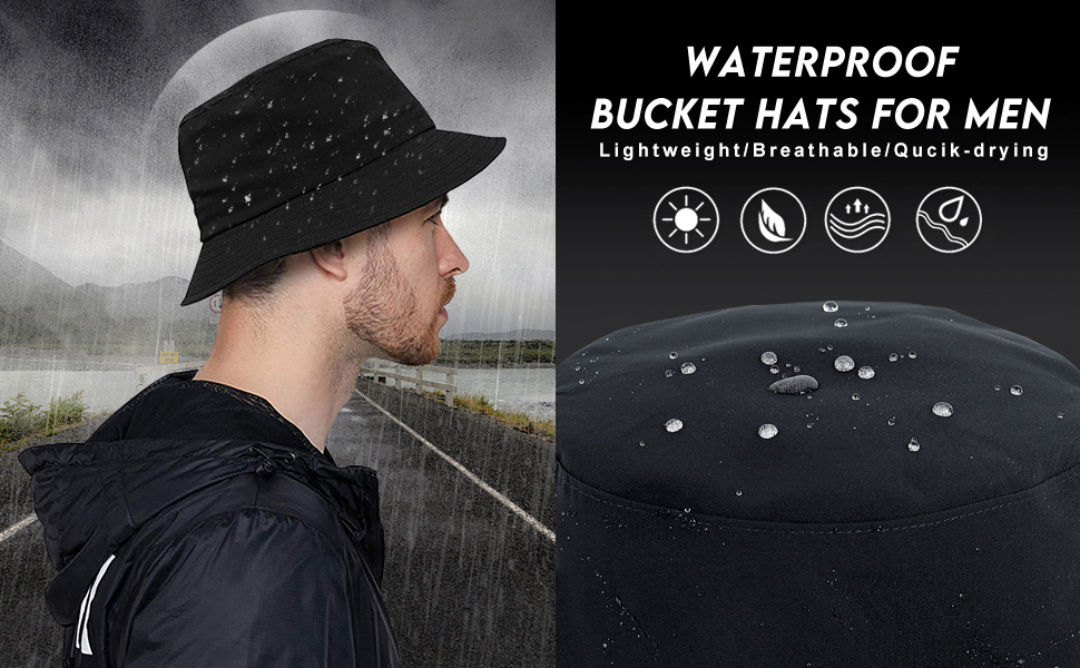 waterproof bucket hat men rain dad cap black outdoor floppy sun hats rainproof fisherman cap 