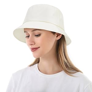 White Bucket Hat for women men pratical waterproof sun cap fold up fisherman hats 