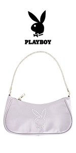 Concept One Playboy Shoulder Bag, Women''s Purse Handbag with Rhinestone Carry Strap and Bunny Logo