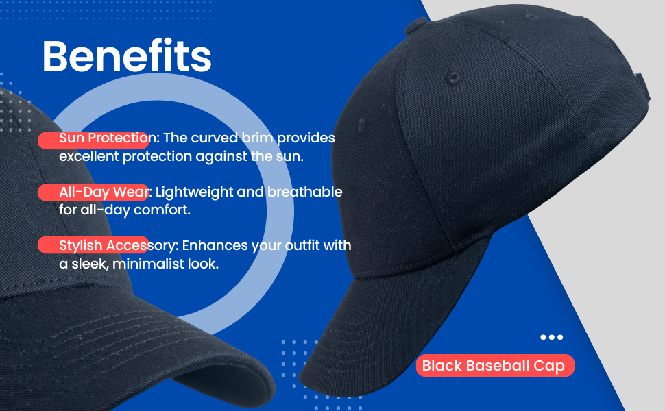 Black baseball cap hat