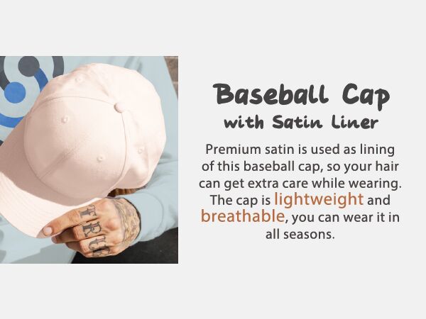 Unisex Adjustable Satin-Lined Baseball Hat Hair Care Slap Cap