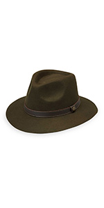 Mens Durango Felt Fedora Sun Hat UPF 50 protection wide brim adjustable medium/large Wallaroo Hats