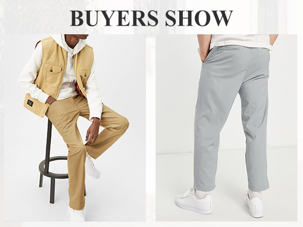 Runcati Mens Slim Fit Dress Pants Business Casual Golf Chino Pant Stretch Pleated Slacks