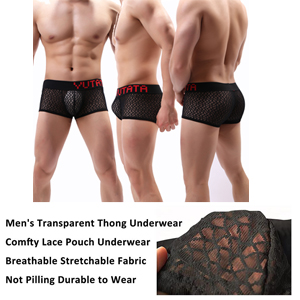 Men''s Transparent Thong Underwear Comfty Lace Pouch Underwear 