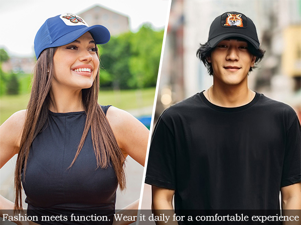 Wear the embroidered trucker hat or plain dad hat in daily for a comfortable experience, for outdoor