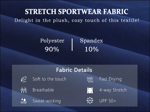 Stretch sportwear fabric has features like breathable, fast-drying, upf50+, sweat-wicking, soft