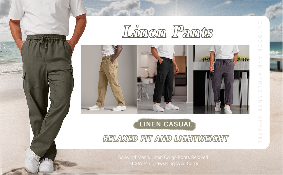  Men''s Linen Cargo Pants