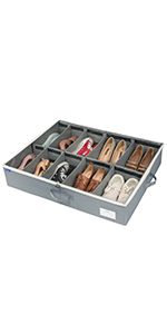 Under Bed Shoe Organizer Storage Bag with Transparent Skylight and Zippered