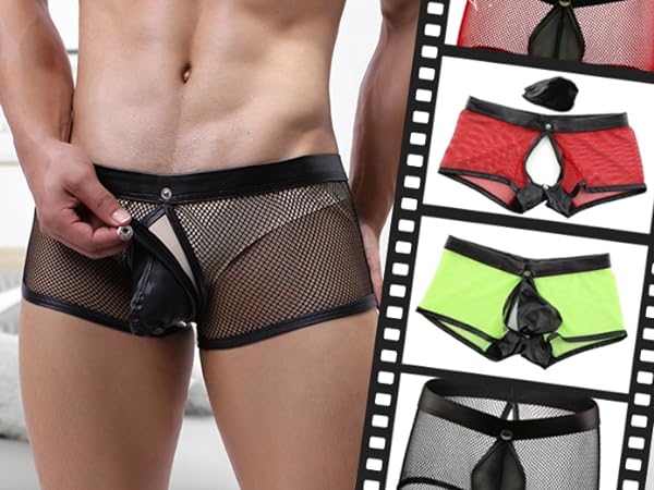 sexy underwear for men mesh boxer briefs with pouch sexy boyshorts for mens low waist panties