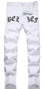 Mens White Ripped Jeans