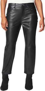 [BLANKNYC] Womens High Rise Vegan Leather Pant, Straight Leg, Comfortable & Stylish Leggings