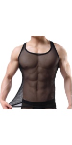 Men Mesh See Through Shirt