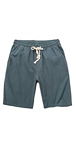 TOSKIP Men''s Cotton Linen Shorts Drawstring Lightweight Beach Wear