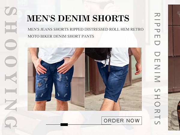 Mens Ripped Denim Shorts