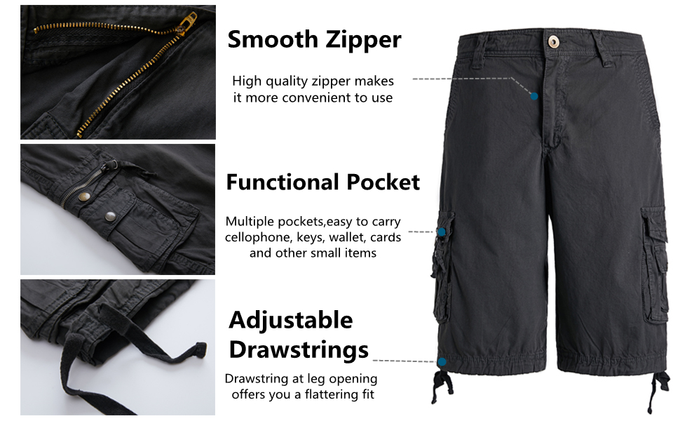 Mens Cargo Shorts with Multi Pockets