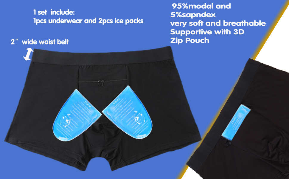 Vasectomy Underwear - Comes With 2-Custom Fit Ice Packs and Snug Boxer Briefs